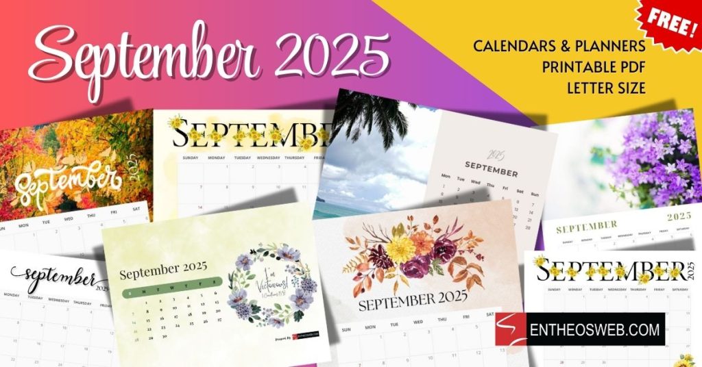 September 2025 Calendars | Free 2025 Monthly Calendar Printables | Entheosweb September 2025 calendars