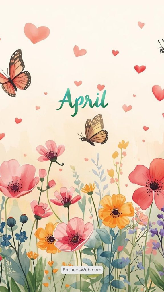 April phone wallpaper butterflies hearts and flowers | april wallpapers | entheosweb April phone wallpaper