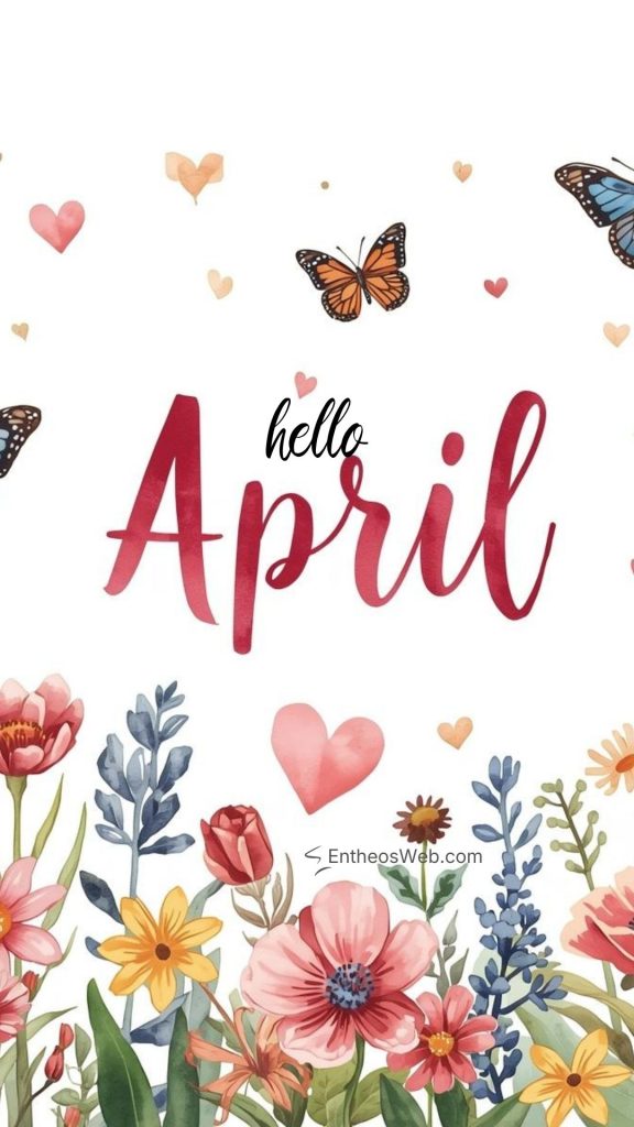 Hello april phone wallpaper butterflies and flowers and hearts | april wallpapers | entheosweb Hello april phone wallpaper