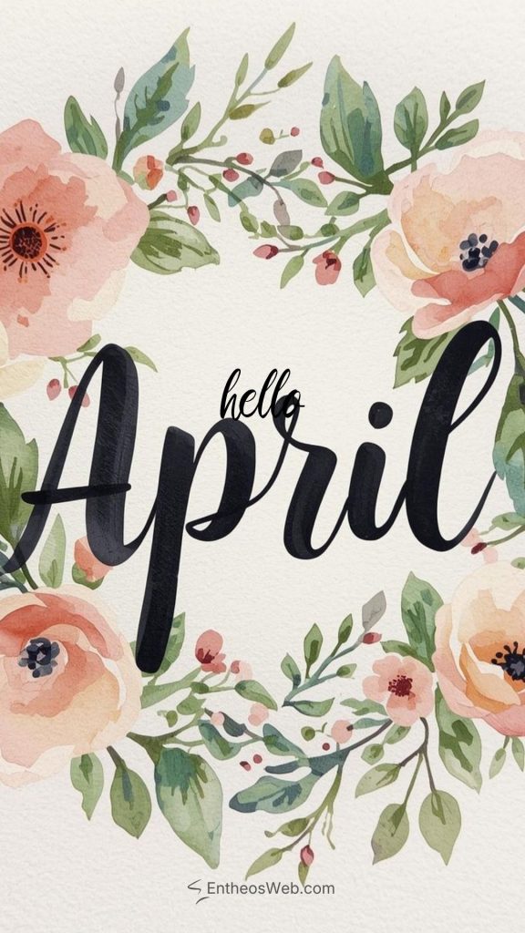 Hello april phone wallpaper floral wreath | april wallpapers | entheosweb Hello april phone wallpaper