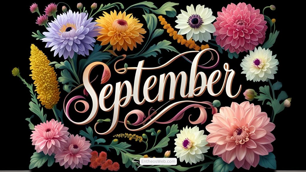 September desktop wallpaper black background with colorful flowers