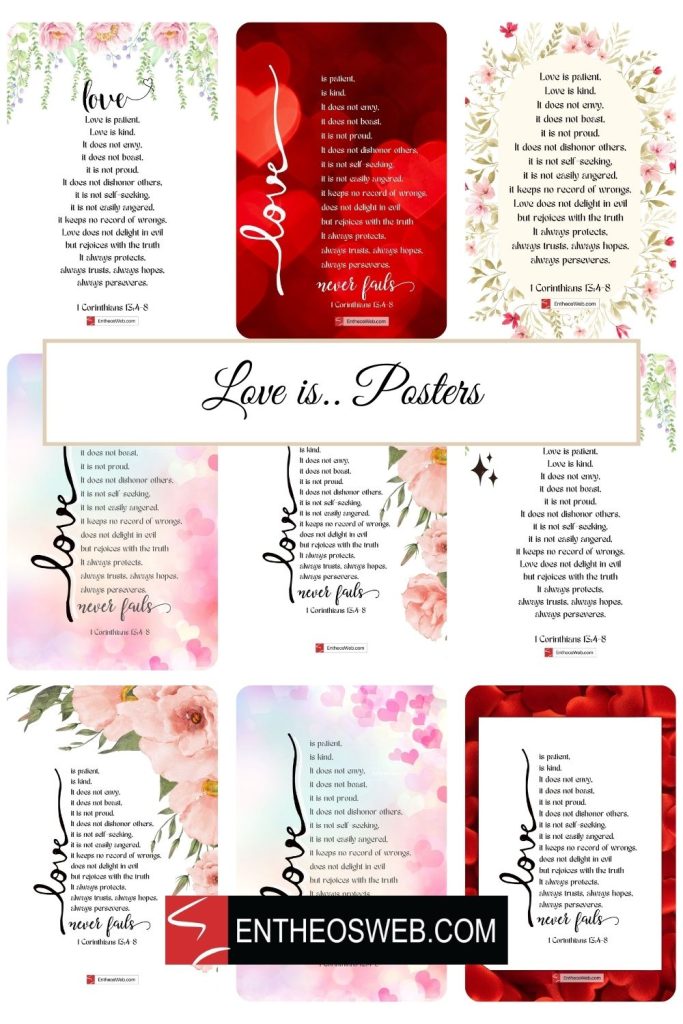 Love is patient love is kind 1 corinthians 134 8 posters