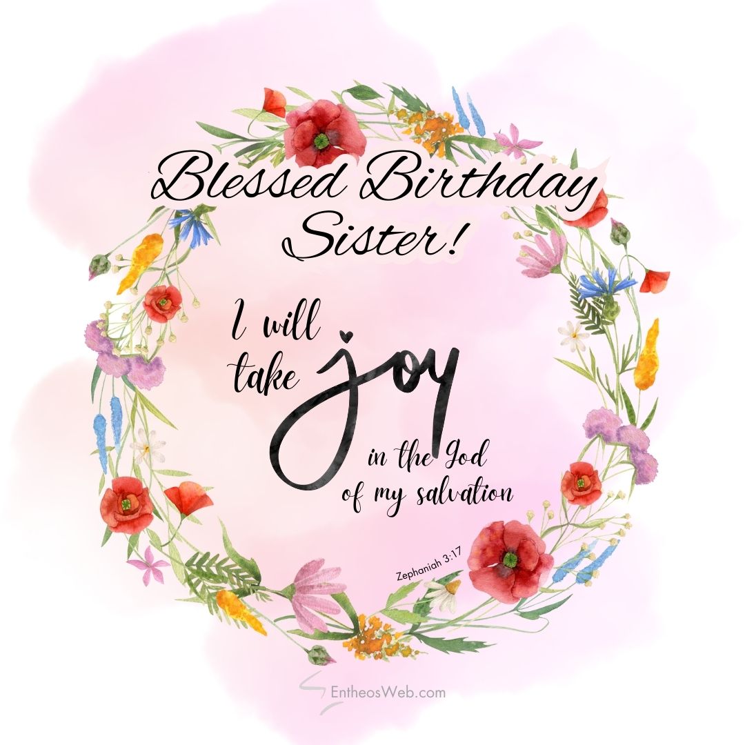 Happy Birthday Religious Greeting Card For Sister – 5x7 Inch With Envelope, Flowers Theme