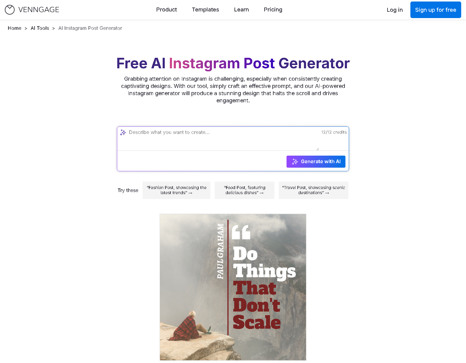 Venngage ai instagram post generator