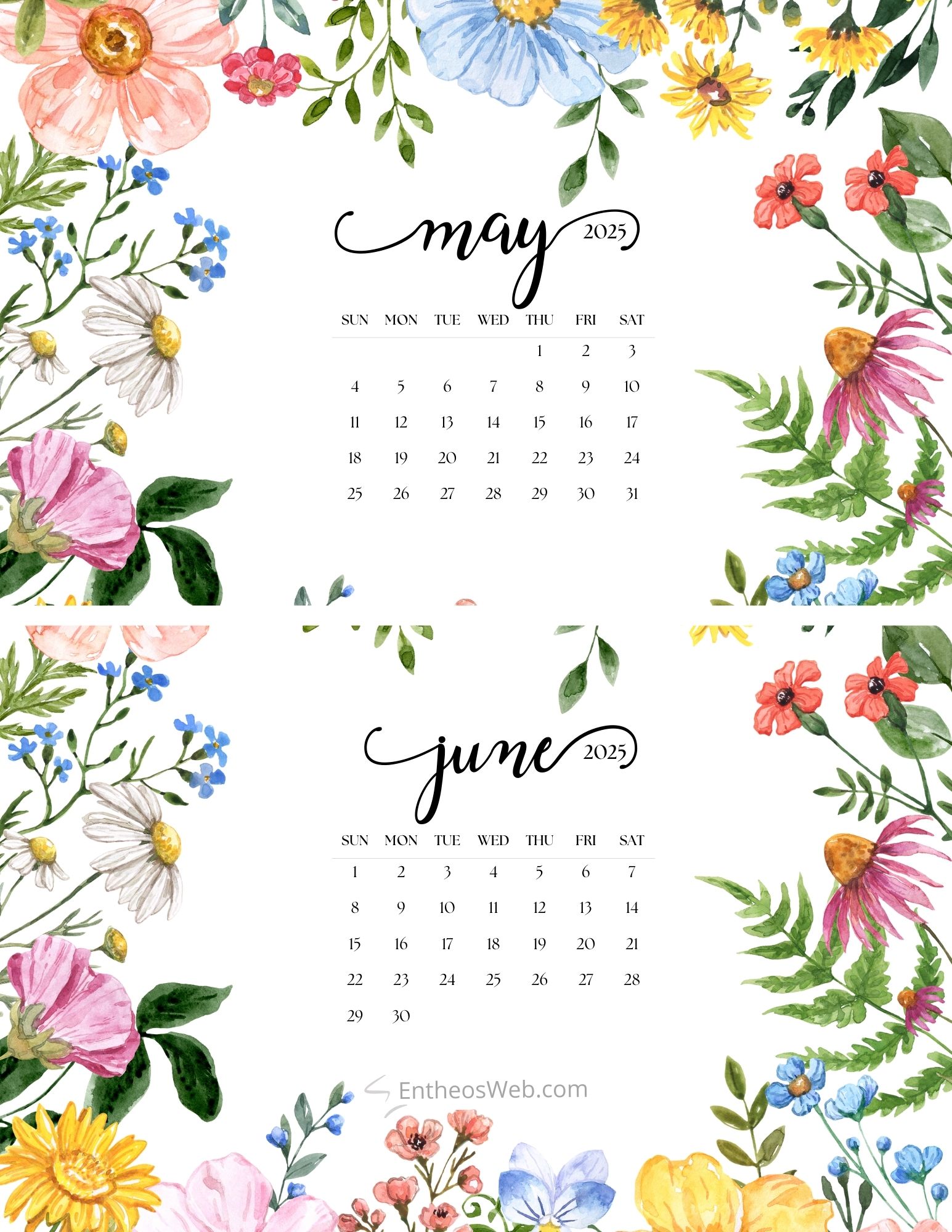 May June 2026 Calendar Printable | EntheosWeb