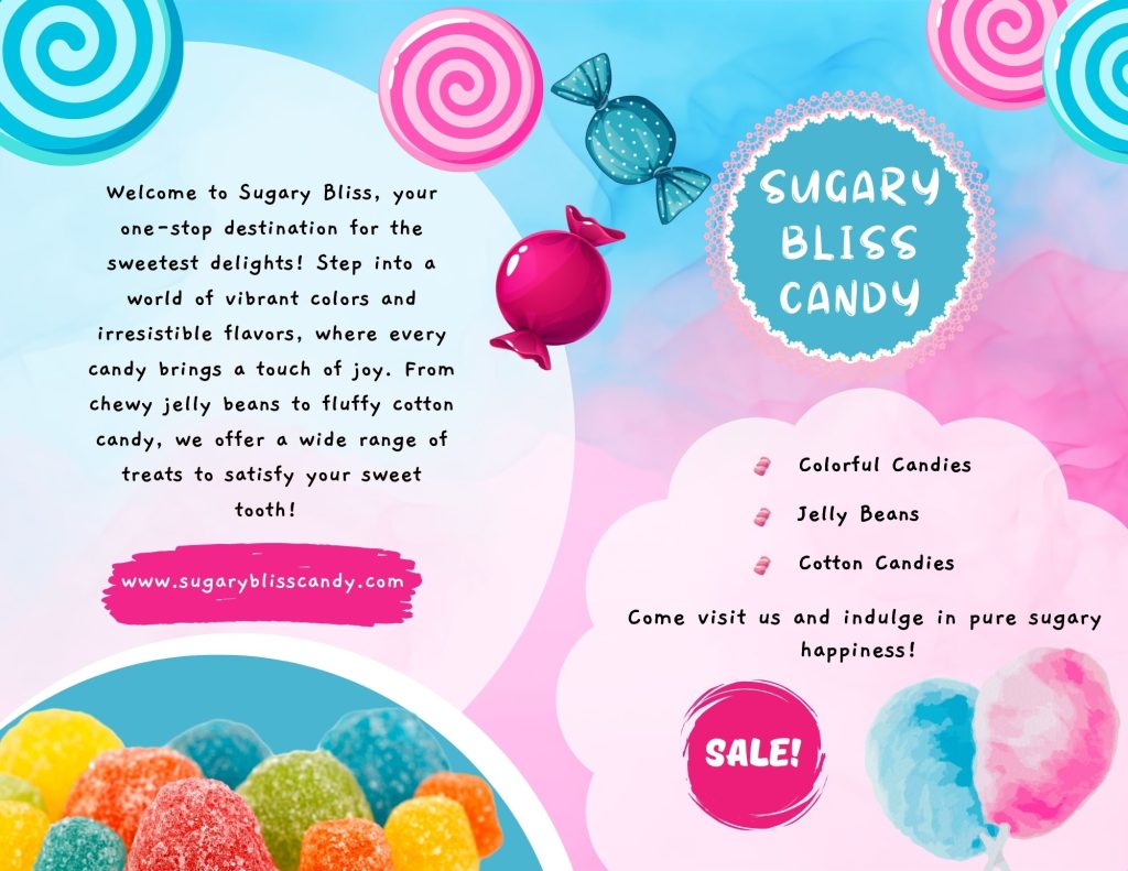 Final brochure candy | Step by step Guide to Creating a Candy Brochure in Canva | Entheosweb Final brochure candy