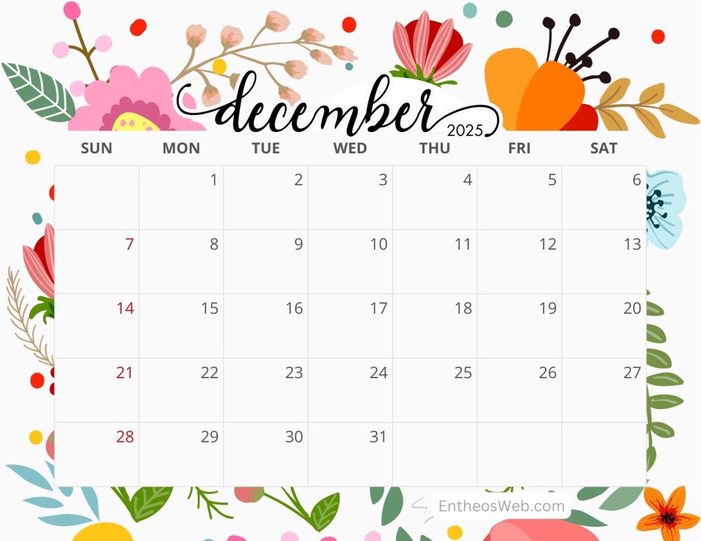 Floral december calendar