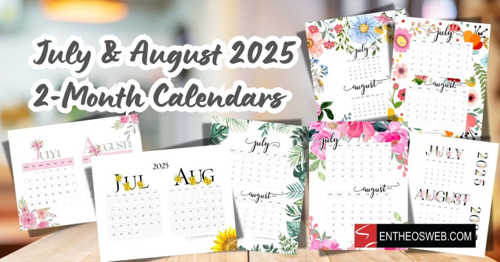 July august 2025 calendars   2 month
