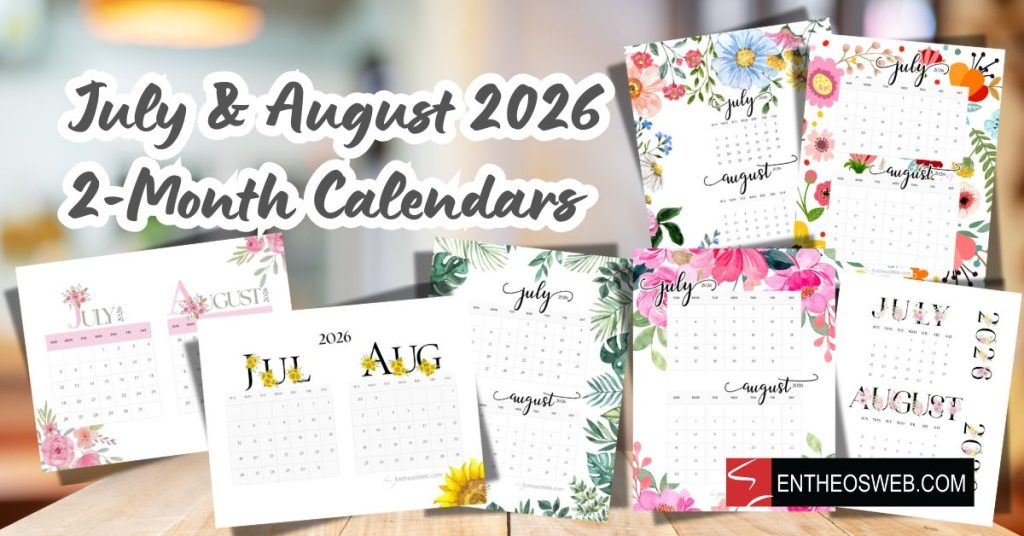 July august 2026 calendars   2 month july august 2026 calendars   2 month