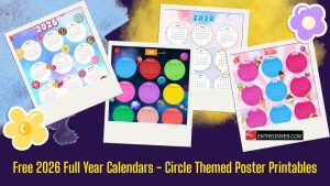 2026 Full Year Free Printable Calendars – Circle Theme Poster Size