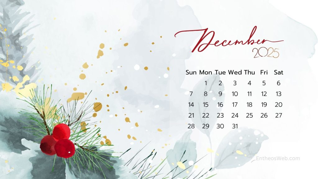 December 2025 Calendar Desktop Wallpaper & Screensaver EntheosWeb — free download