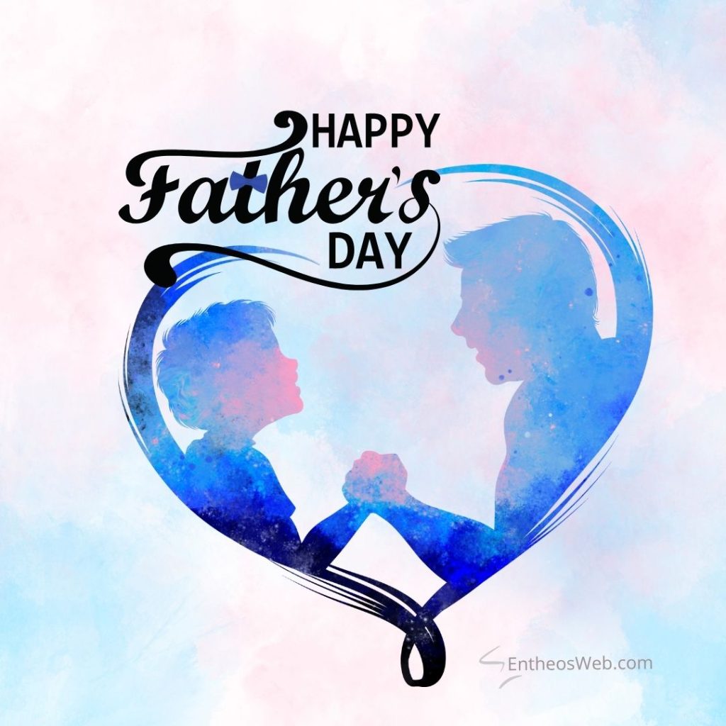 Happy fathers day blue heart with silhouette of father and son | fathers day images and vectors | entheosweb Happy father happy fathers day blue heart with silhouette of father and son's Day