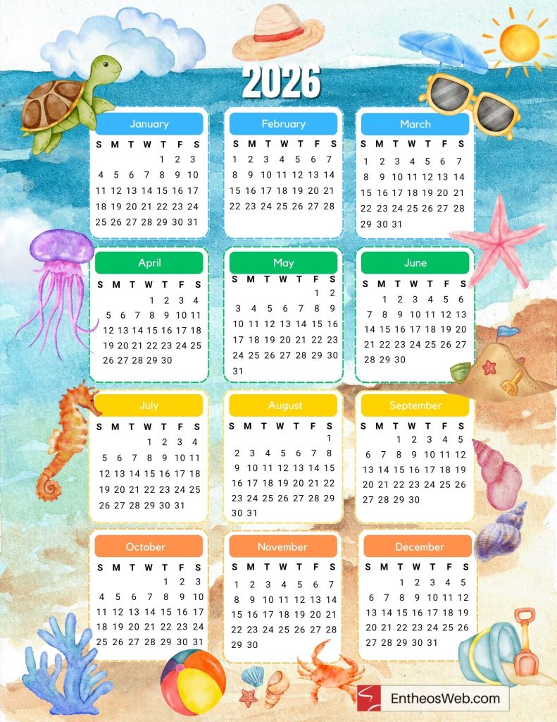 CUTE 2026 PRINTABLE CALENDAR WITH HOLIDAYS PDF FREE visual data 6