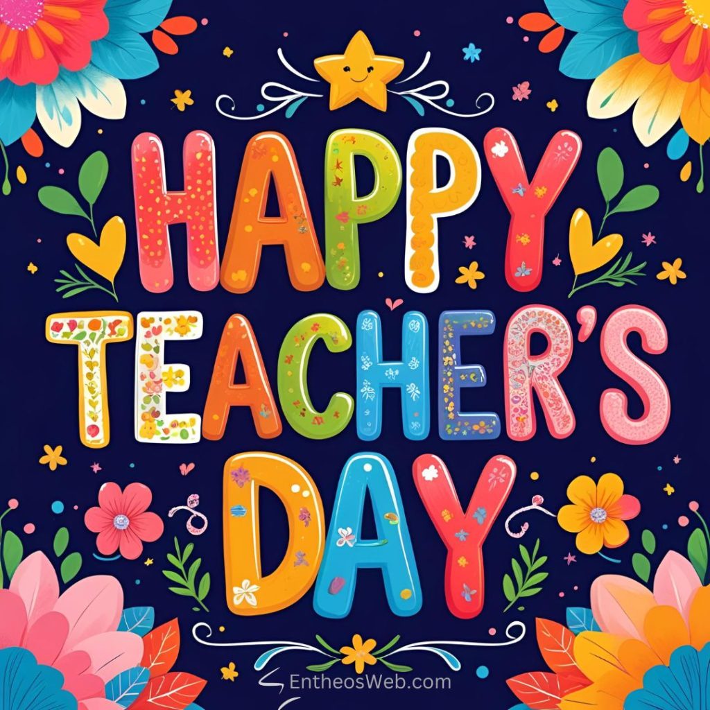 Happy teacher's Day Colorful Typography