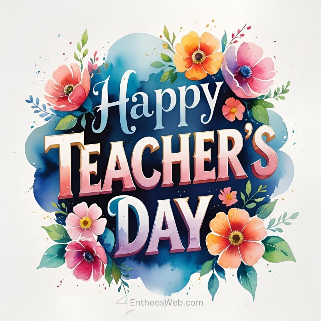 Happy teacher's Day Floral Watercolor