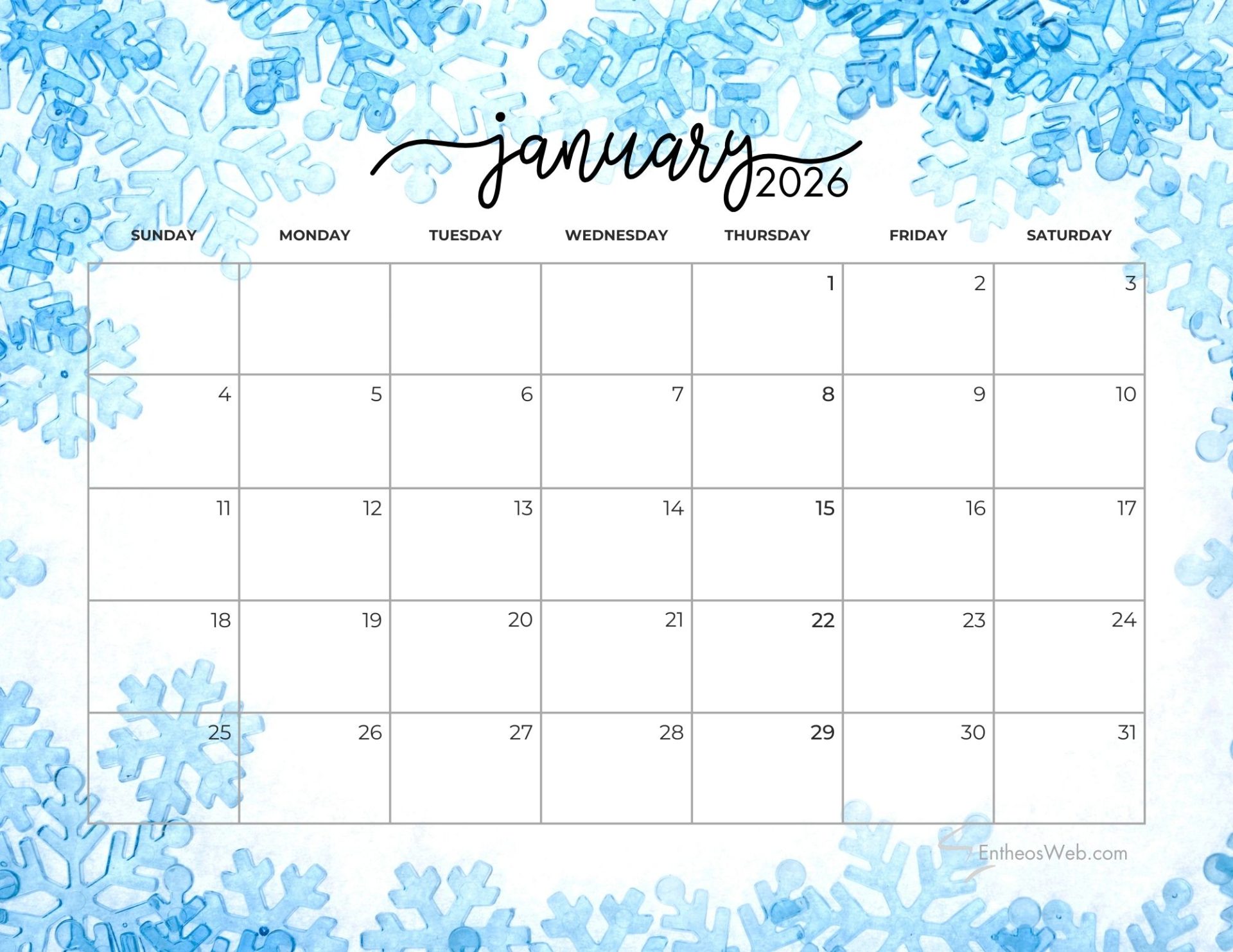 january 2026 calendars | entheosweb