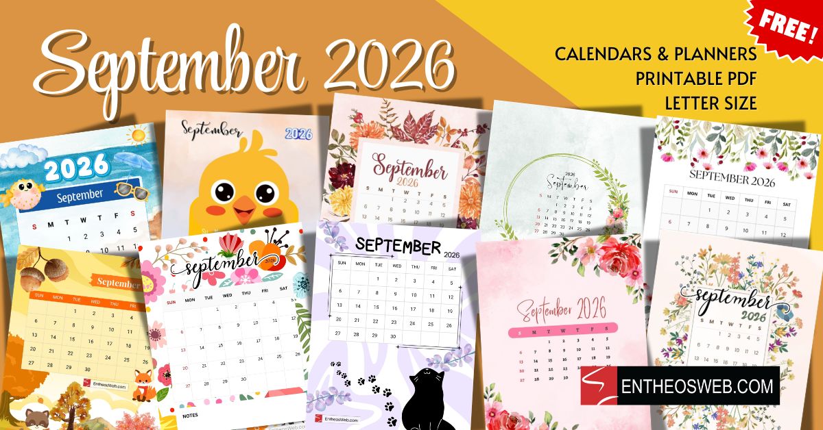 September 2026 Printable calendars