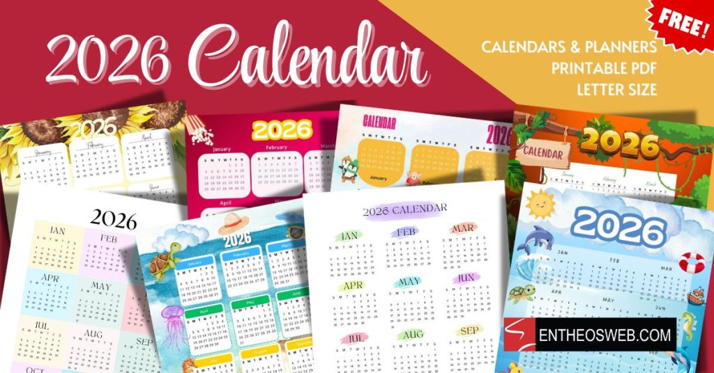 2026 calendars letter size printable