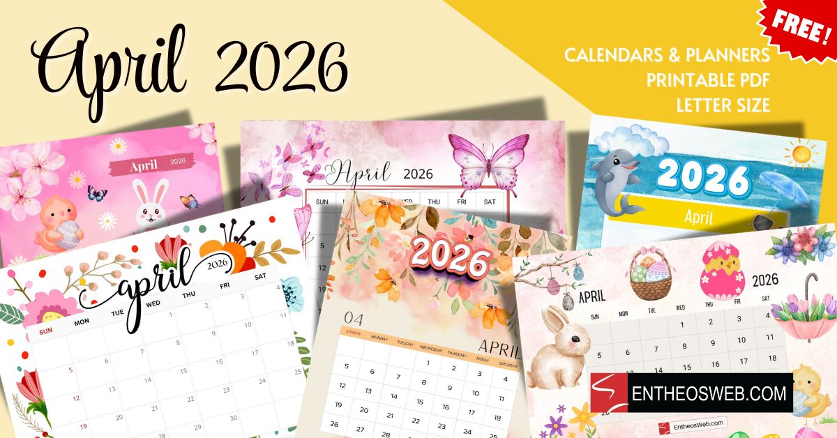 April 2026 Calendars Letter Size Printables