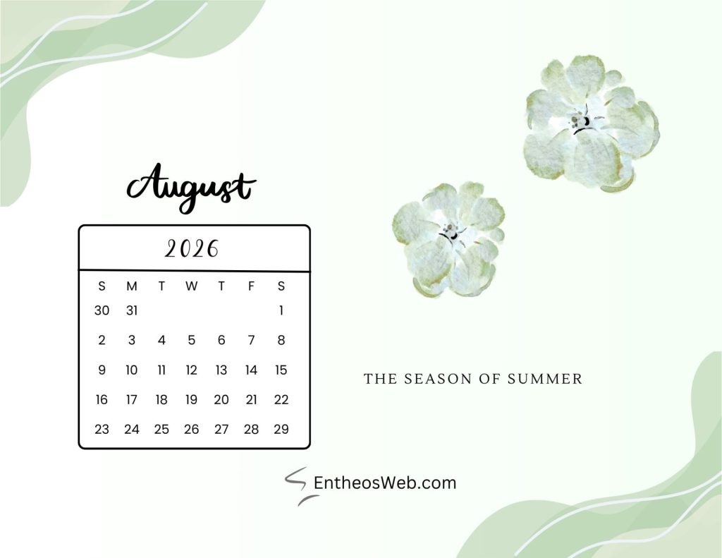 August 2026 calendar printable