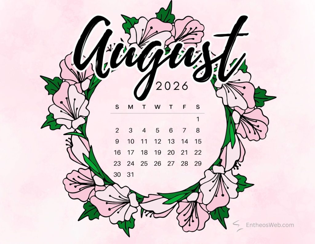 August calendar 2026 august calendar 2026 floral circle gladiolous