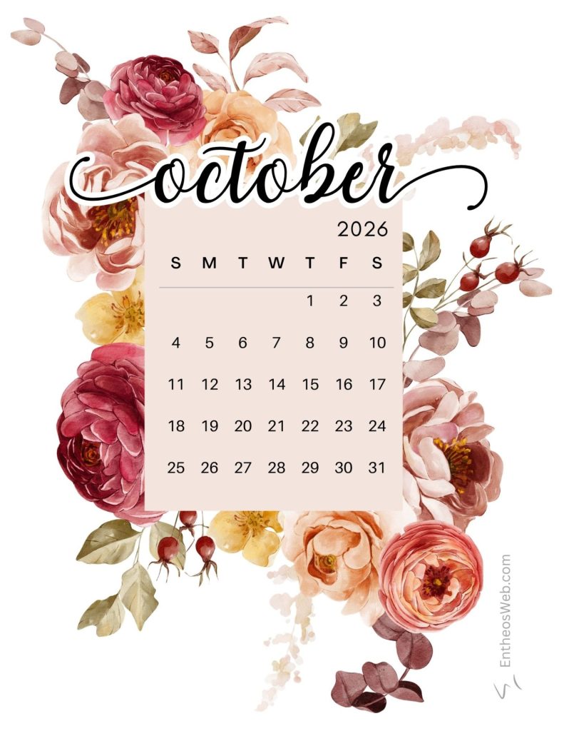 Beautiful october printable calendar | october 2026 calendar printables | entheosweb Beautiful october printable calendar beautiful october printable calendar