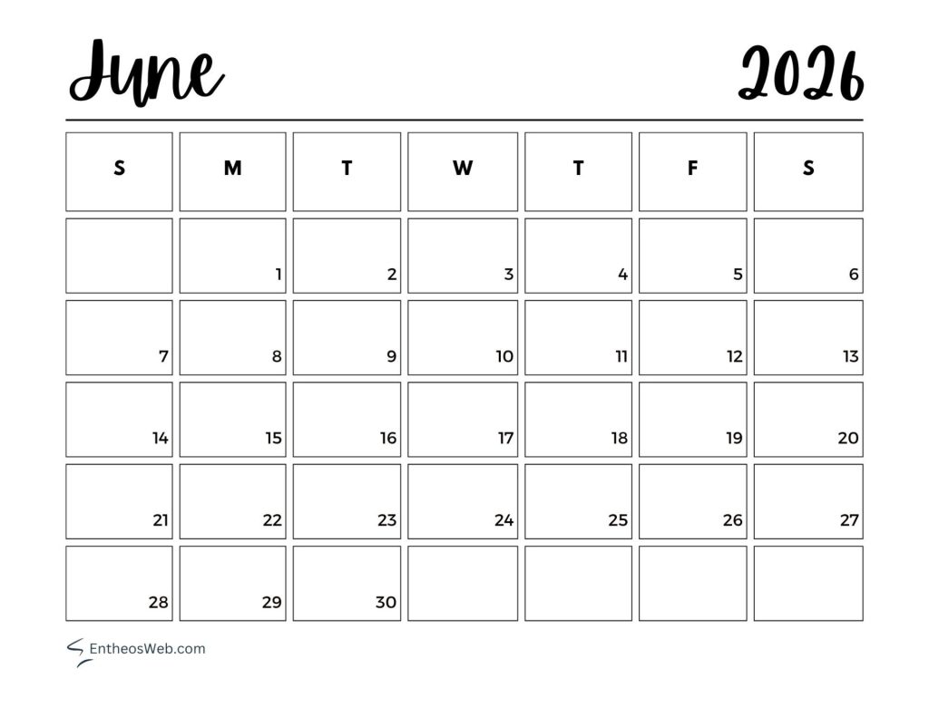 Calendar june minimalist printable 2026 | june 2026 calendar printables | entheosweb Minimalist june 2026 printable calendar black and white calendar june minimalist printable 2026