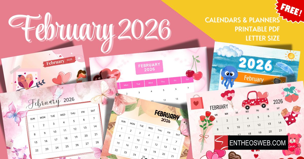 February 2026 Calendars Letter Size Printables PDF