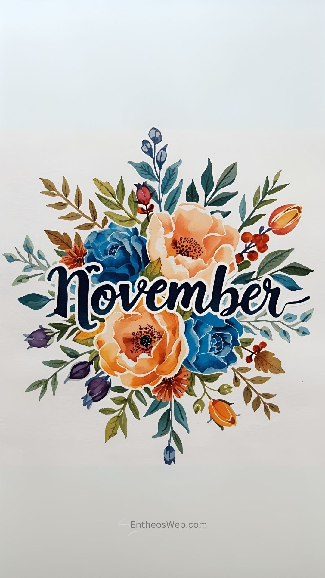 Floral November Phone Wallpaper with Grey Background | November Phone Wallpapers | Entheosweb November phone wallpaper