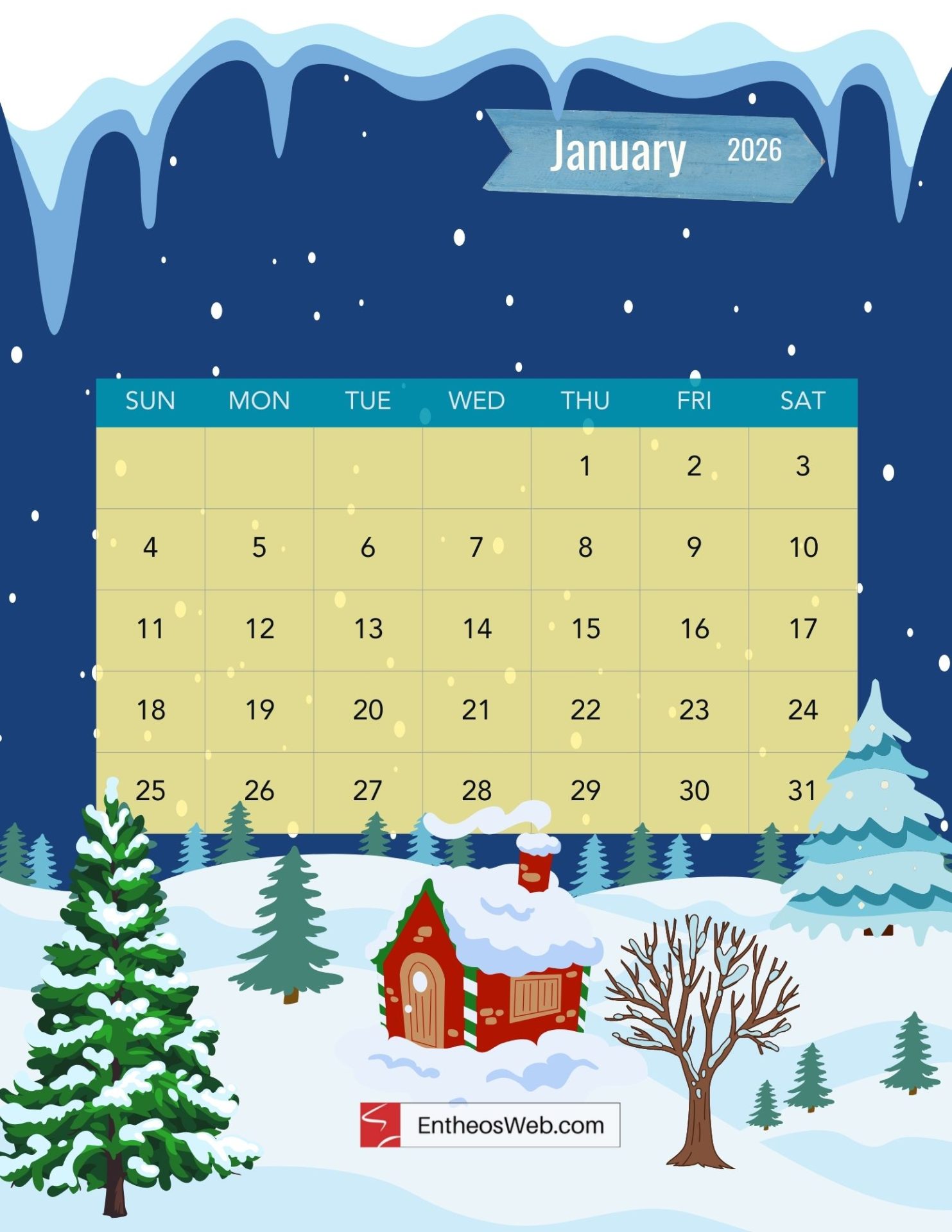 Free January 2026 Printable Calendars EntheosWeb Free January 2026 Printable Calendars EntheosWeb