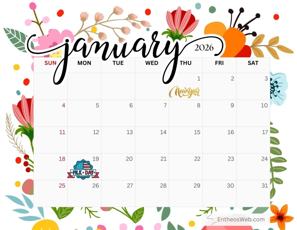 January 2026 Calendar Printables | EntheosWeb