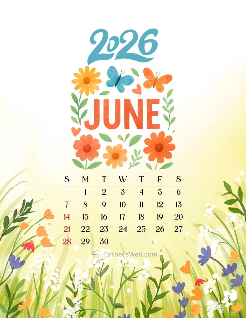 June calendar 2026 butterflies and flowers | june 2026 calendar printables | entheosweb June printable calendar june calendar 2026 butterflies and flowers