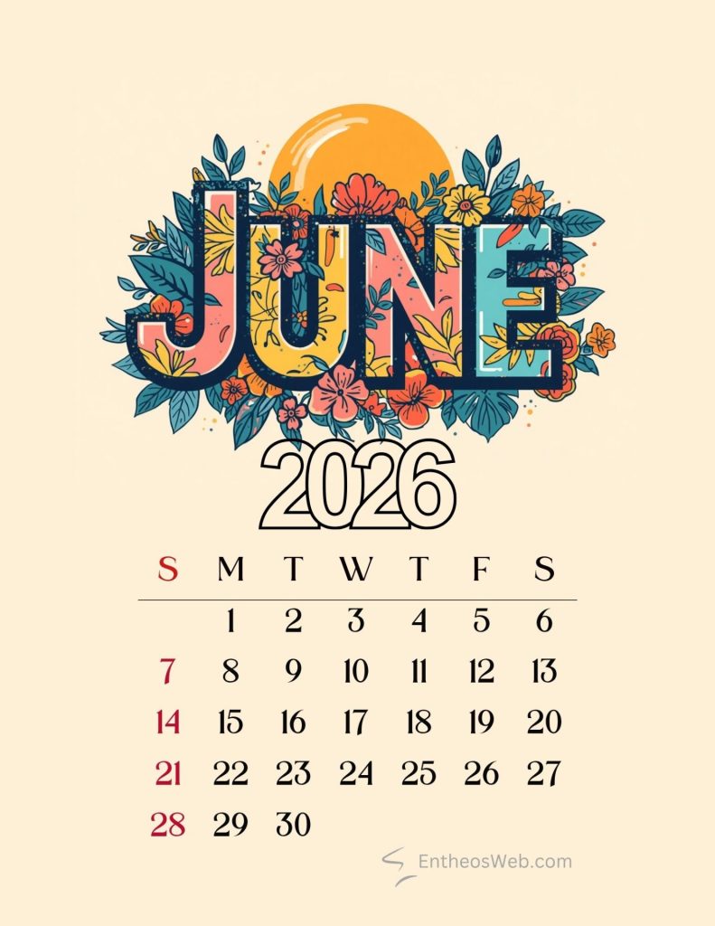 June calendar 2026 creative typography | june 2026 calendar printables | entheosweb June calendar 2026 creative typography june calendar 2026 creative typography