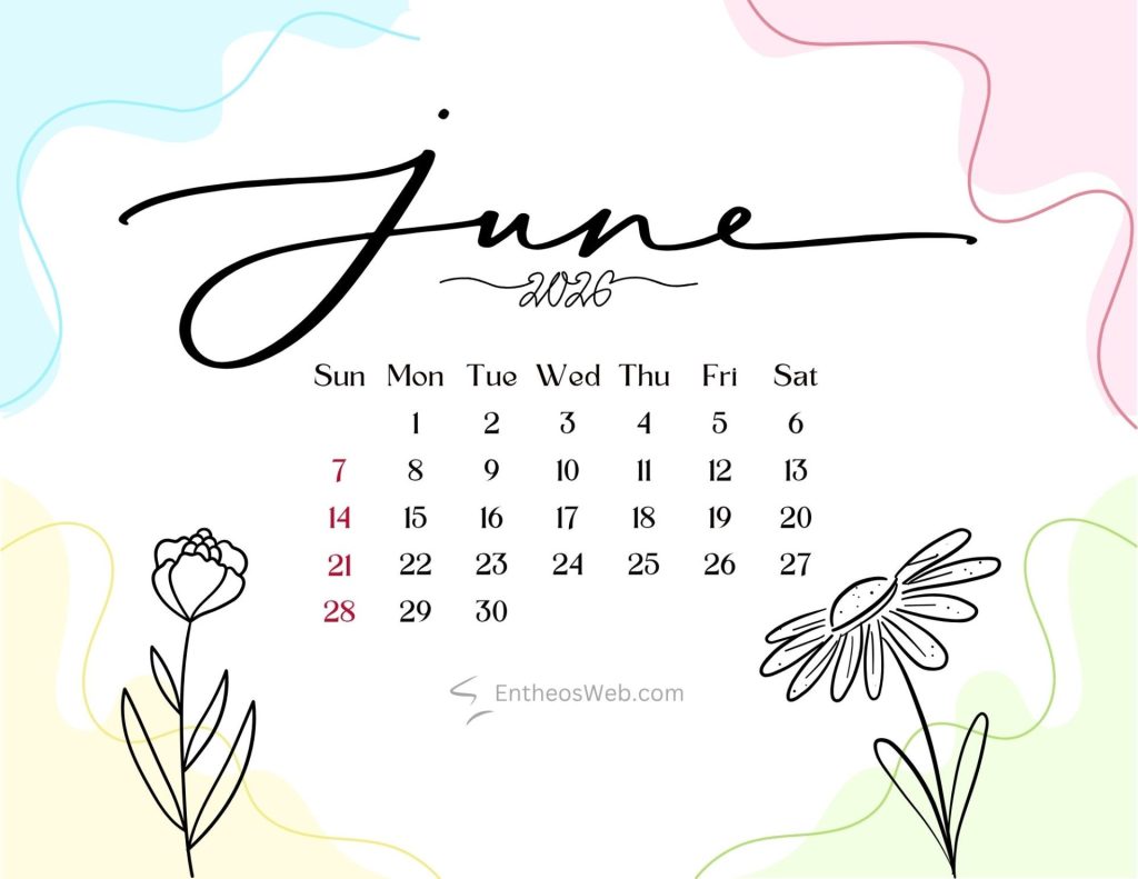 Floral abstract pastels june calendar 2026s june calendar 2026 pastels abstract floral