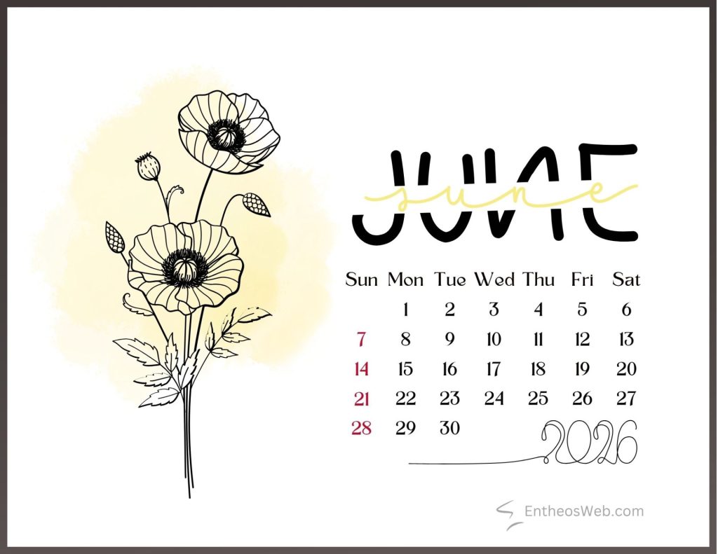June calendar 2026 poppy flower birth month flower | june 2026 calendar printables | entheosweb Poppy birth flower month june 2026 calendar june calendar 2026 poppy flower birth month flower