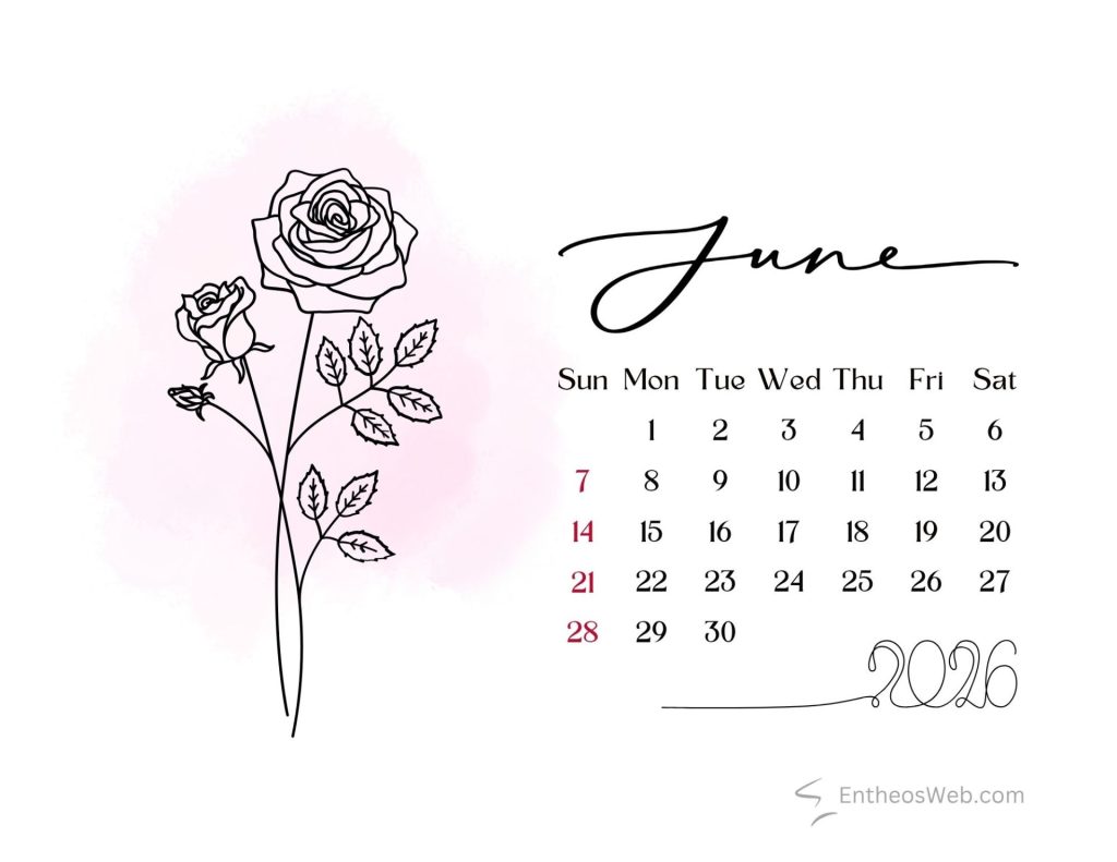 June calendar 2026 rose flower birth month flower | june 2026 calendar printables | entheosweb June calendar 2026 rose birth month flower june calendar 2026 rose flower birth month flower