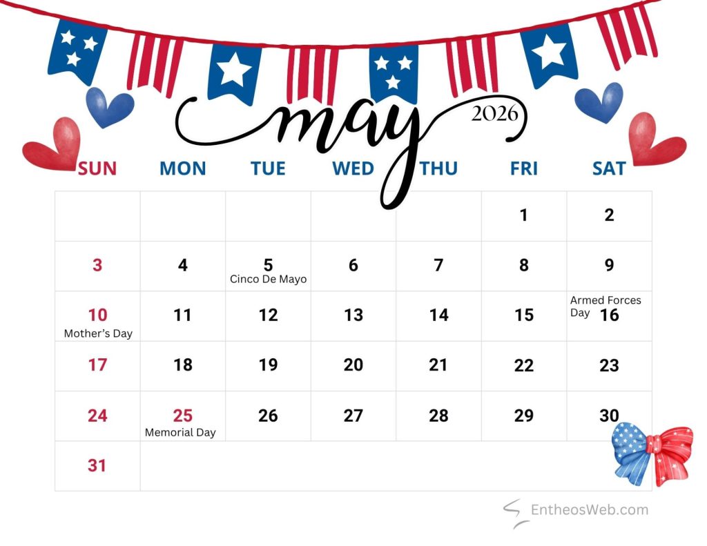 May 2026 usa calendar with holidays and special observances