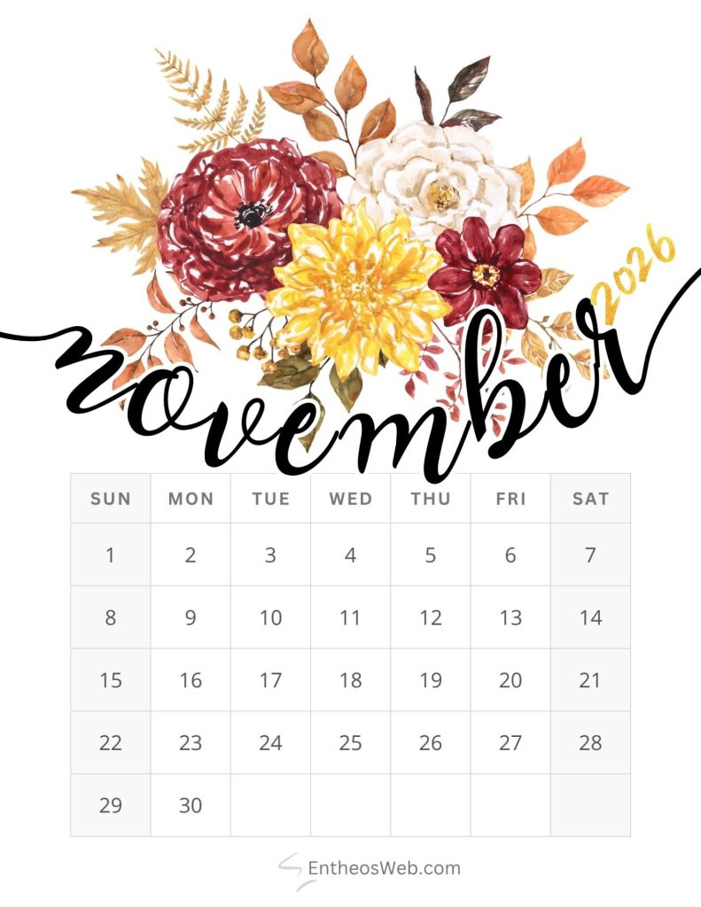 November free printable calendar 2026 | november calendar free printables for 2026 | entheosweb November free printable calendar 2026 november free printable calendar 2026