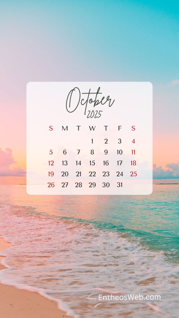 October 2025 Calendar Phone Wallpaper Backgrounds | EntheosWeb — free download