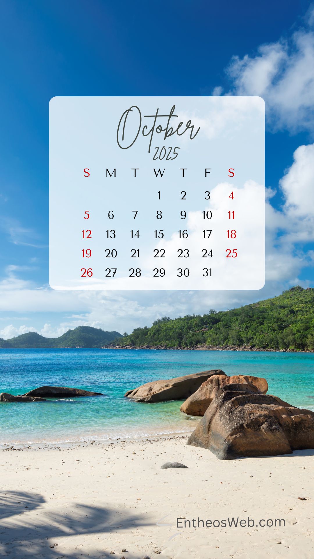 October 2025 Phone Wallpaper Beach Bright | October 2025 Phone Wallpapers | Entheosweb October 2025 phone wallpaper