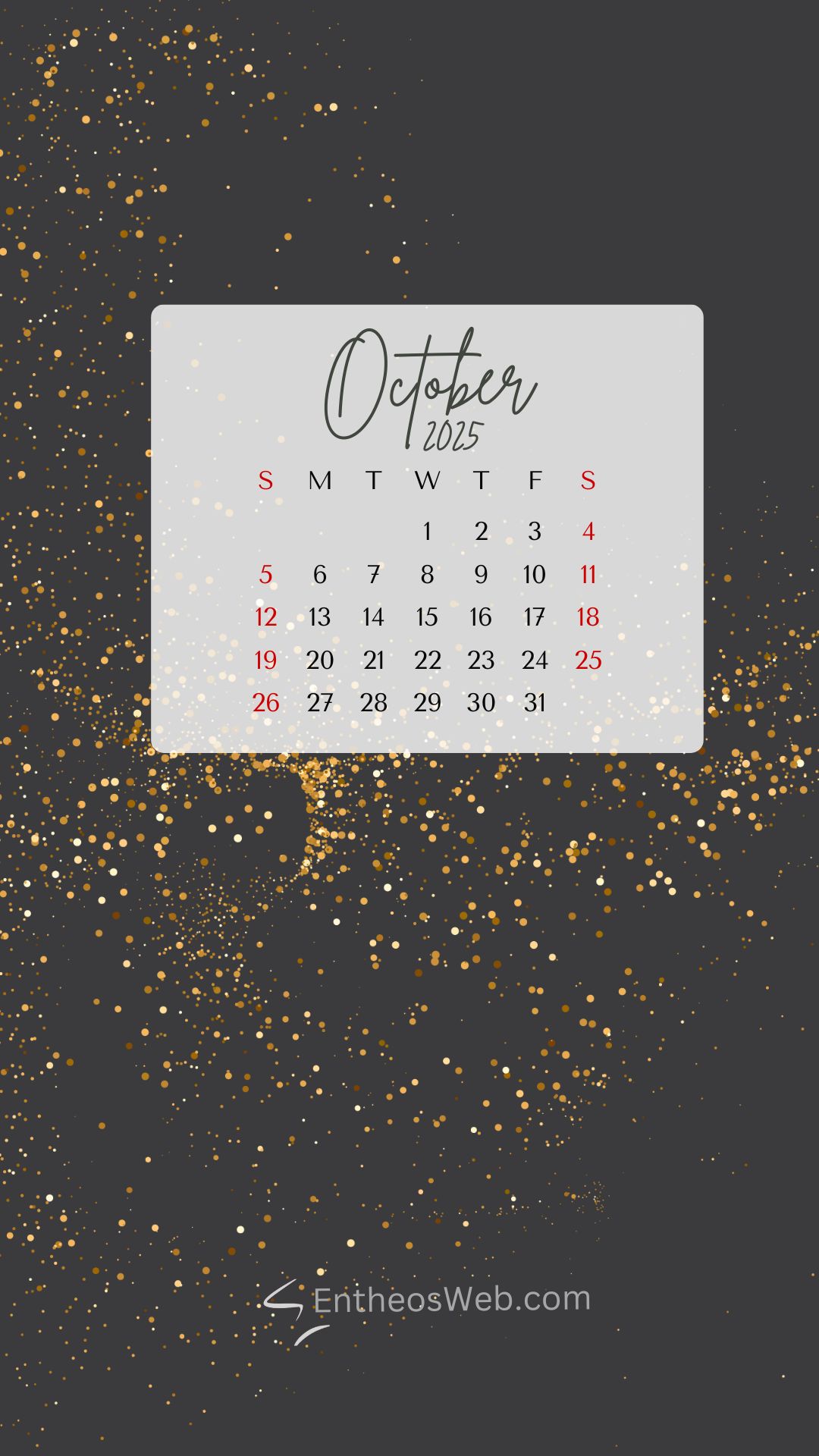 October 2025 Phone Wallpaper Black Gold | October 2025 Phone Wallpapers | Entheosweb October 2025 phone wallpaper