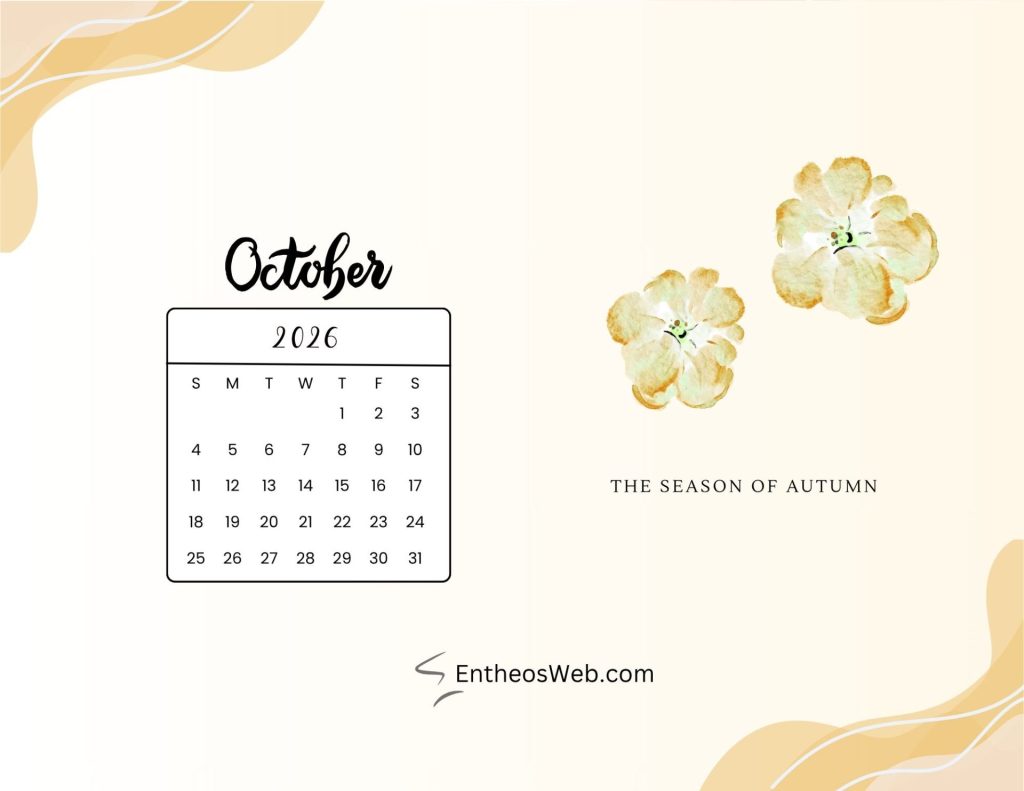 October 2026 calendar printable