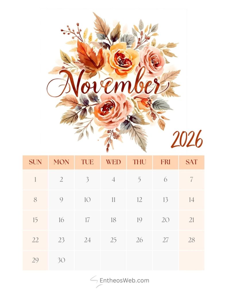 Pretty november 2026 printable calendar pretty november 2026 printable calendar