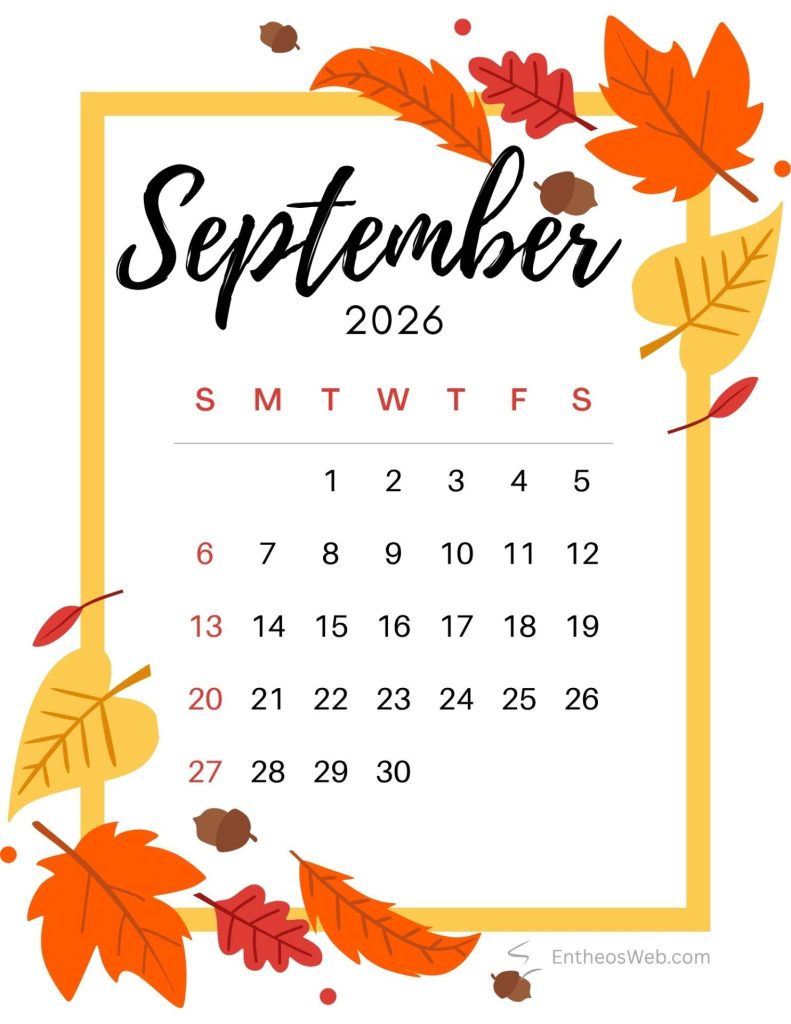 September printable calendar fall | september 2026 calendar printables | entheosweb September printable calendar fall september printable calendar fall