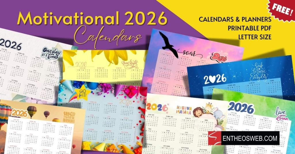 2026 motivational printable calendars