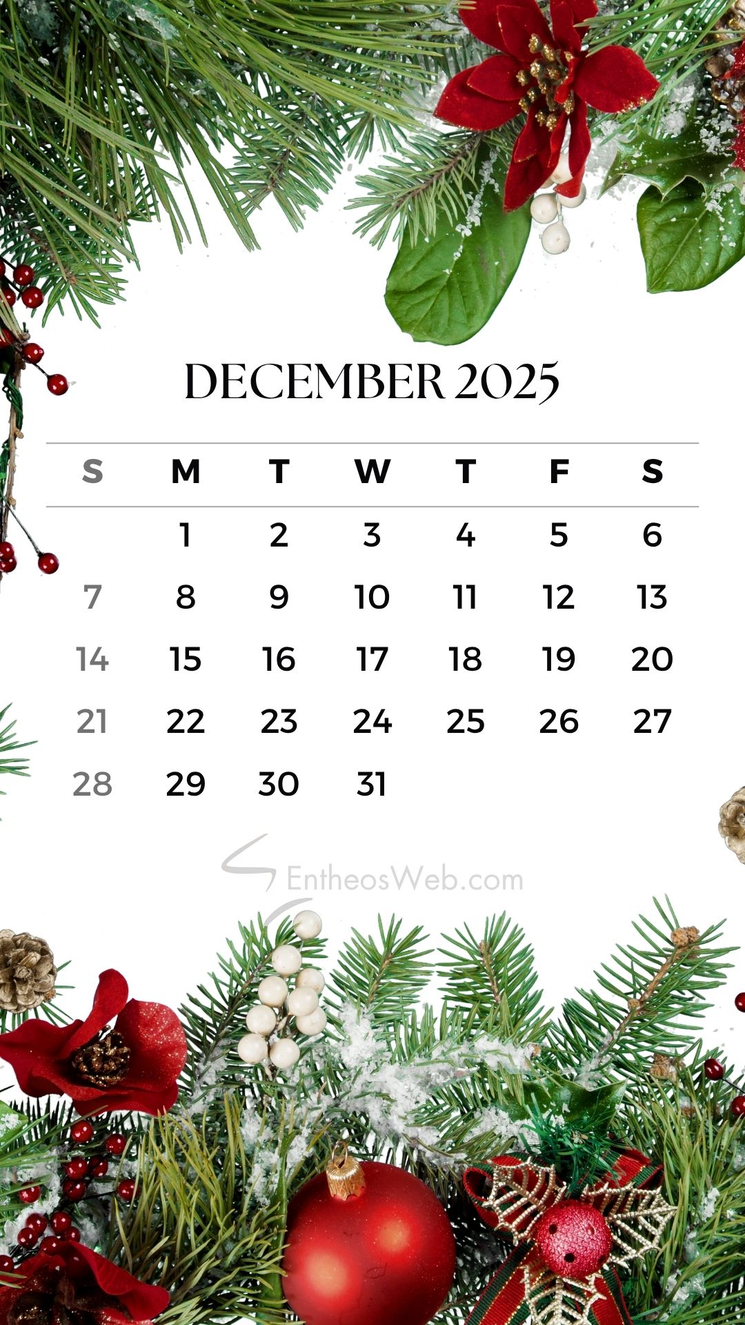 December 2025 calendar phone wallpaper by entheosweb 5 | december 2025 calendar phone wallpaper | entheosweb December 2025 calendar phone wallpaper by entheosweb 5