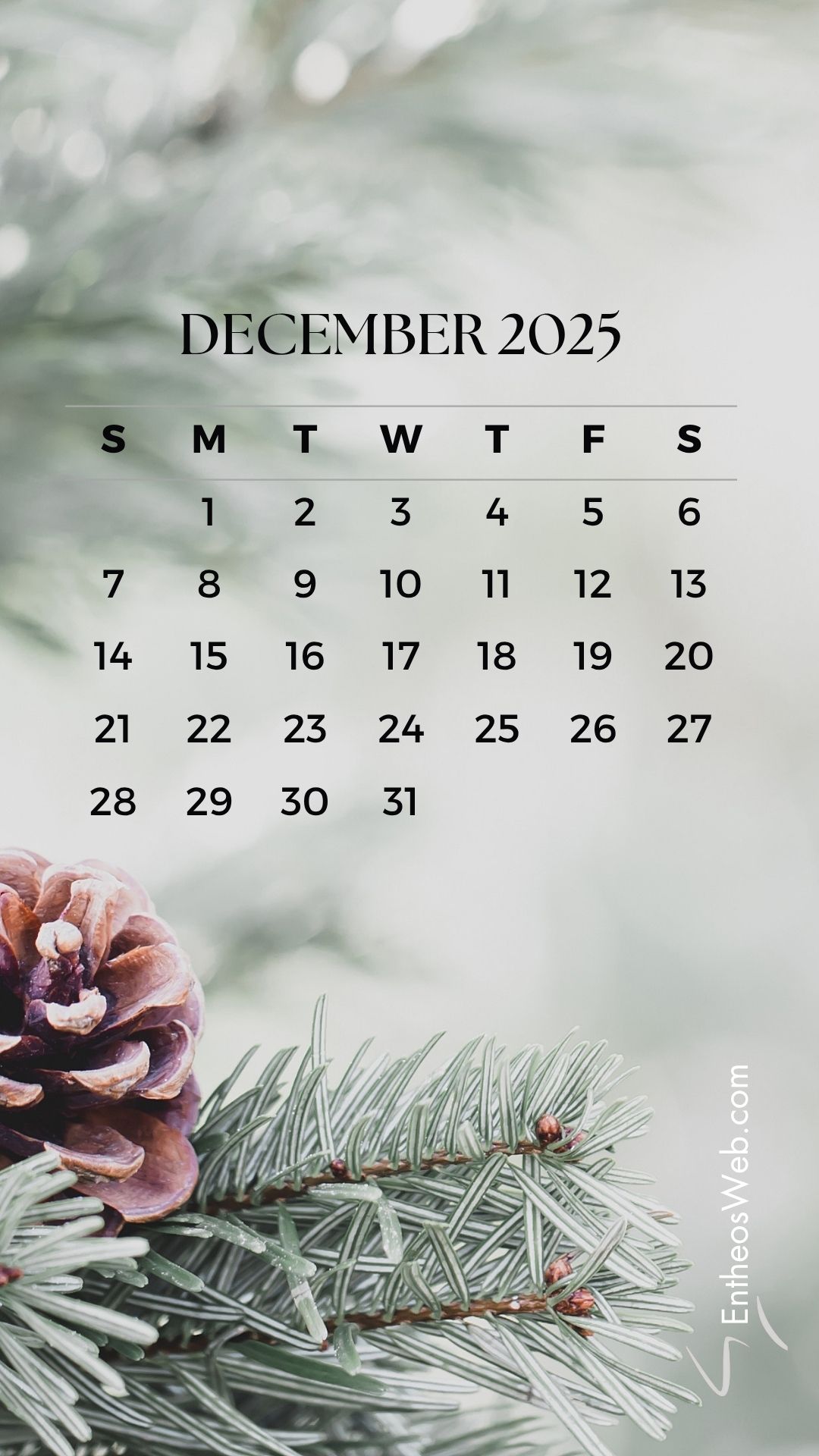 December 2025 calendar phone wallpaper by entheosweb | december 2025 calendar phone wallpaper | entheosweb December 2025 calendar phone wallpaper by entheosweb