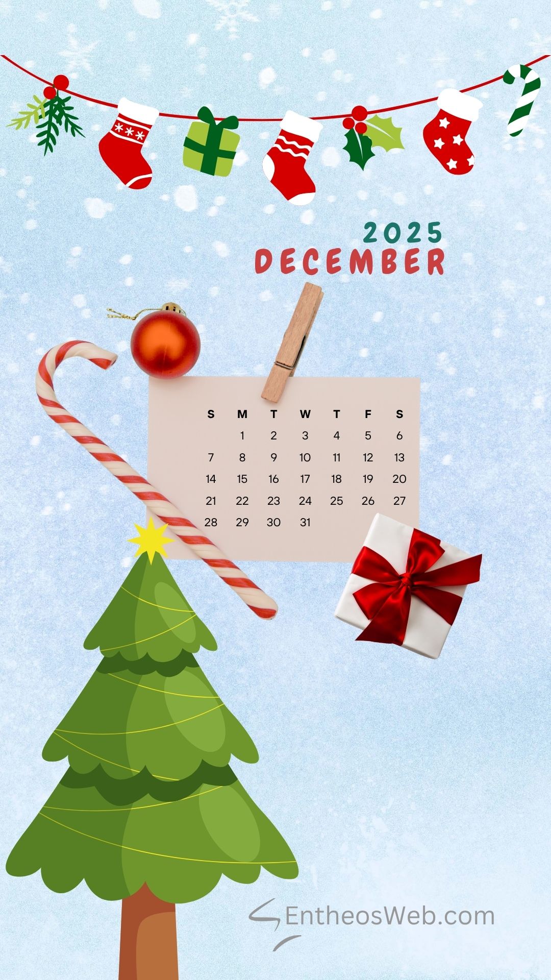 December 2025 calendar phone wallpaper candy cane | december 2025 calendar phone wallpaper | entheosweb December 2025 calendar phone wallpaper screensaver