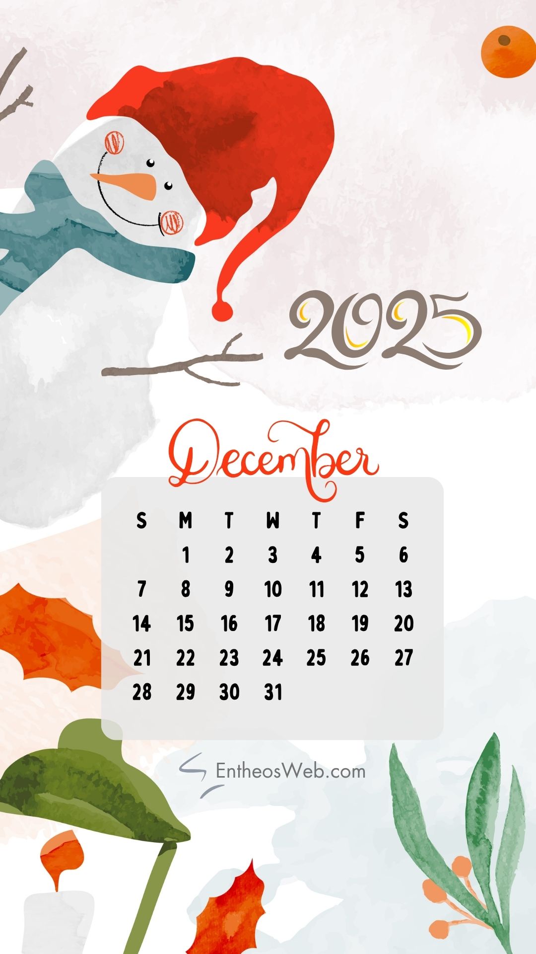 December 2025 phone wallpaper snowman | december 2025 calendar phone wallpaper | entheosweb December 2025 phone wallpaper snowman