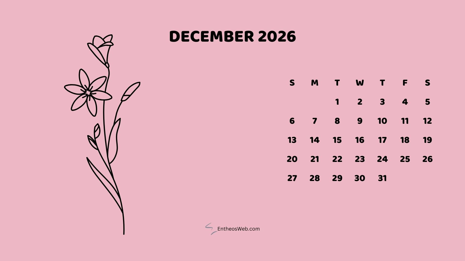 12 | 2026 Monthly Flower Themed Desktop Wallpaper Calendar | Entheosweb 2026 monthly flower themed desktop wallpaper calendar